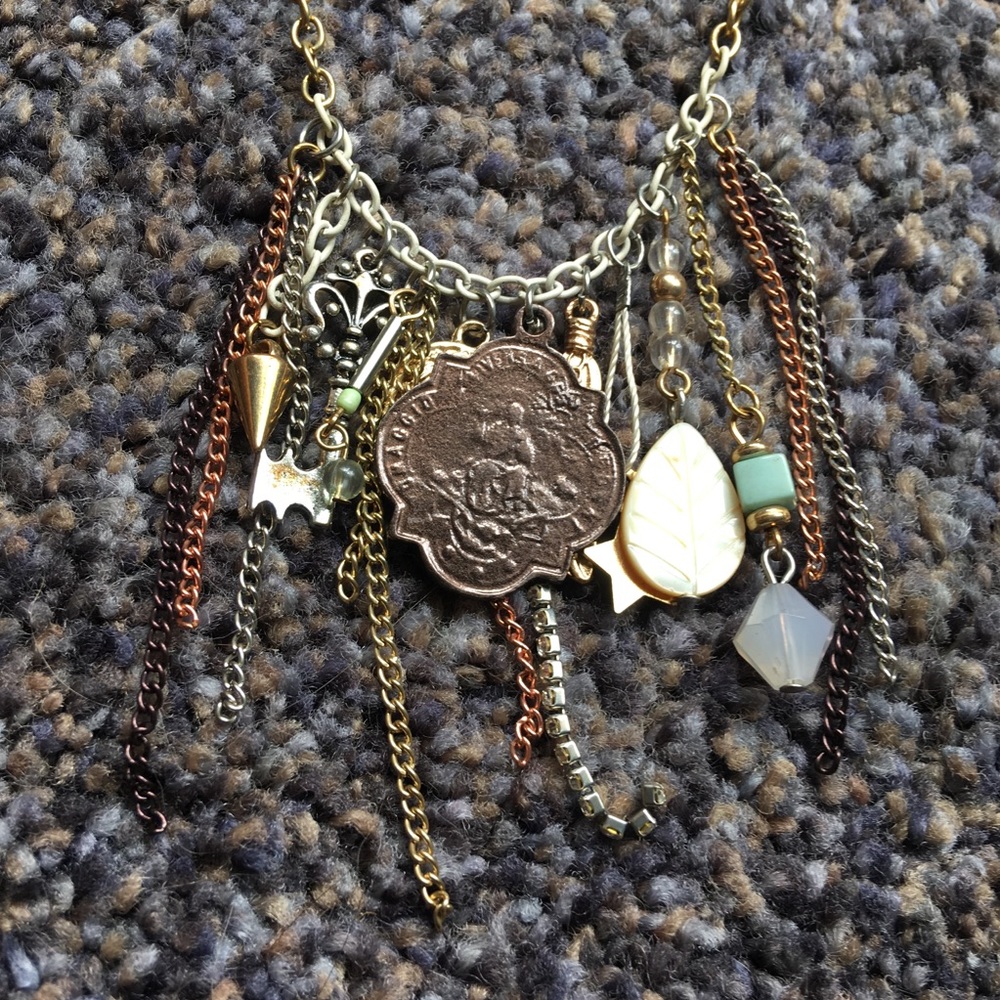NWOT Gold and Silver Tiered Charm Necklace - Picture 3 of 9